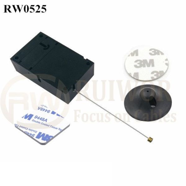 RW0525 Cuboid Anti Theft Pull Box With Dia 38mm Circular Adhesive Plastic Plate Connector