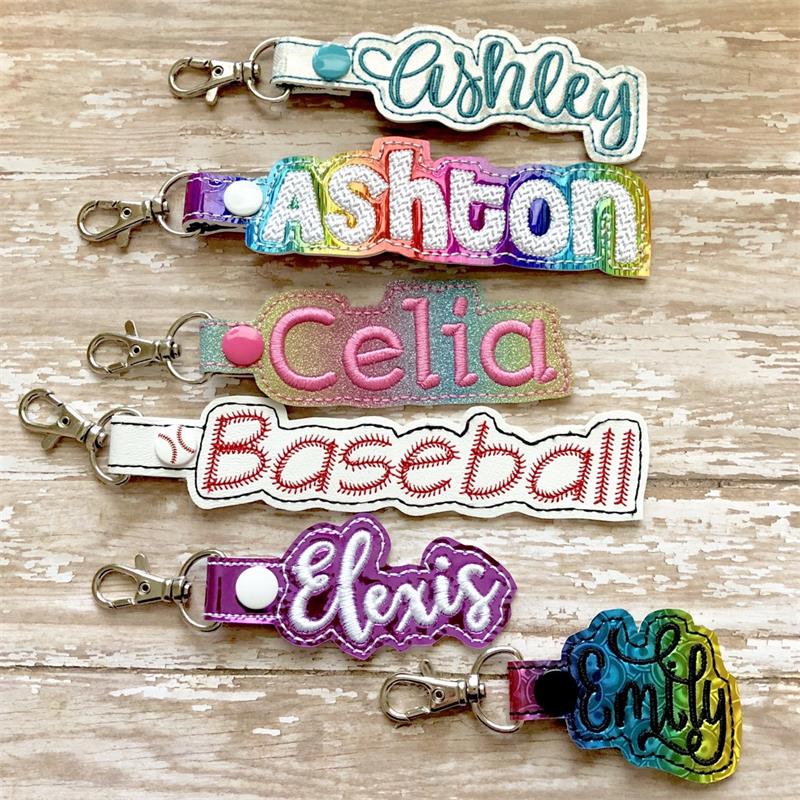 Processing Customized Name Words Logo Design and Production of Long Pendant Computer Embroidery Key Chain