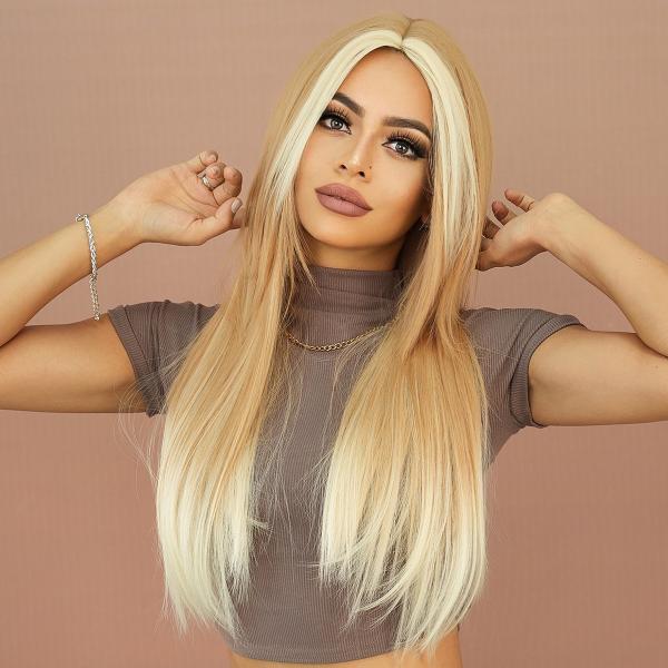 Fashion Long Straight Hair Blonde Synthetic Wigs For Women