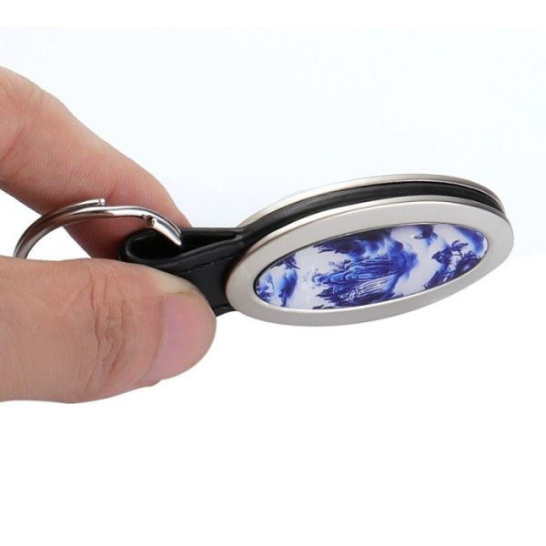 Promotional Gift Metal Sublimation Keychain With Leather Strap Sublimation Leather Keychain Blanks
