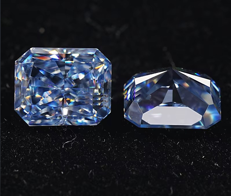 VVS 1ct Раздавленный лед Радиоактивный отрезанный мойсанит Бриллиантовый Синий Меле Мойсанит