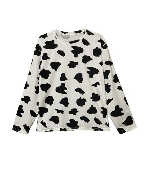 Women's Short Sleeve Round Neck Colorblock Cow Print Summer Casual Oversized T Shirt Tee Tops
