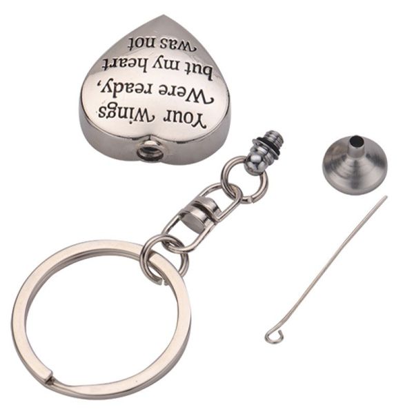 Cremation Keychain Memorial Ashes Keepsake Sublimation Urn Keychain With Filling Tool
