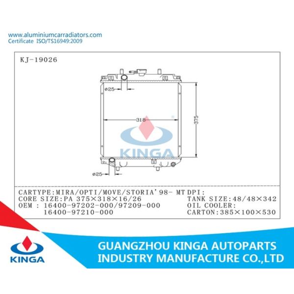 Plastic Tank Core Aluminium Car Radiators For Daihatsu 1998 Mira / Opti / Move / Storia