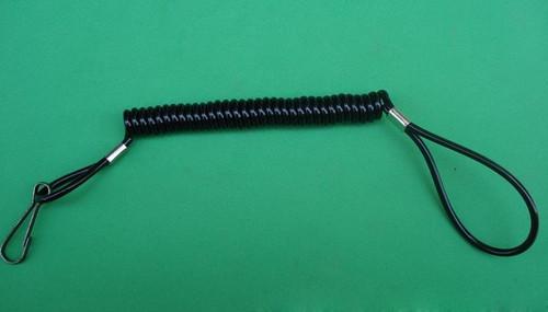 Hot Selling China Manufacturer Supply Black High Pulling Spiral Coiled Retainer Strap w/2loops End