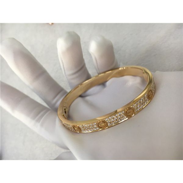 Diamond High End Custom Jewelry Love Bracelet 18K Yellow Gold