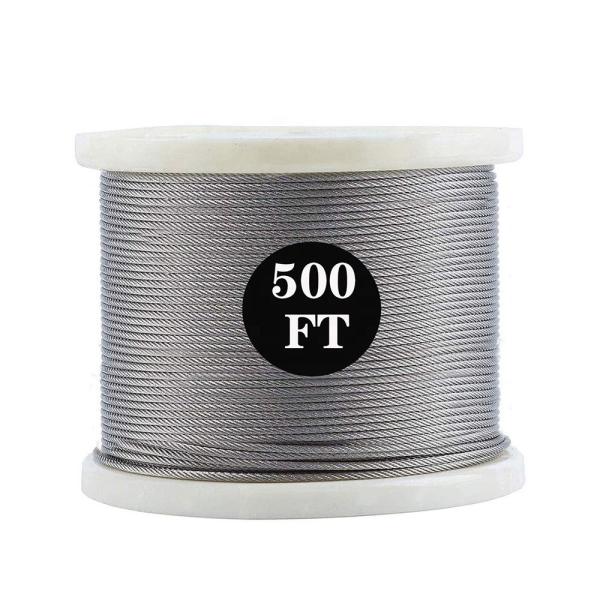 Non-coated 3/16 T316 Stainless Steel Wire Rope for Deck Cable Railing kits 500FT Cable Rope Aircraft Cable 1x19/7x7/7x19
