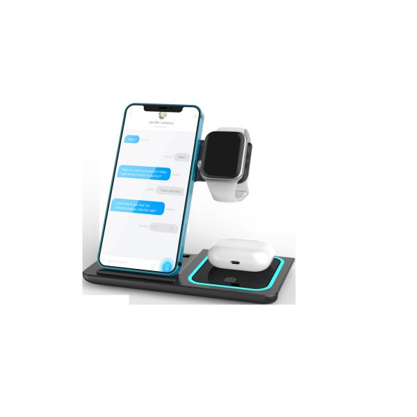 3 в 1 Контейнер складной быстрой беспроводной зарядки пользовательский логотип для телефона наушники IWatch