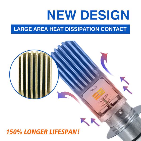 1200lm H6 Led Headlight Bulb For Motorcycle BA20D Headlight 50000 Hours Lifespan