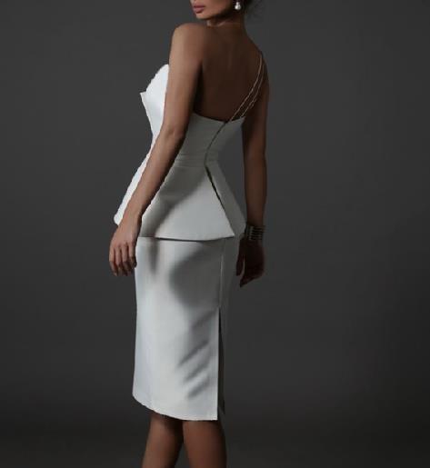 Mulheres pequenas dos fabricantes de roupa de Moq fora do vestido de Midi do partido de Bodycon da bainha da separação do ombro