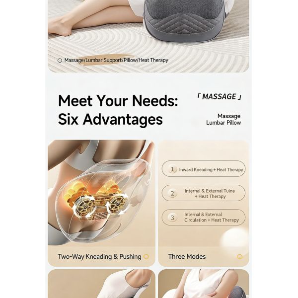 MechMassage Pillow with Kneading Massage Suitable for use on multiple areas such as the neck shoulders and back massage feels more realistic mimicking human hand kneading