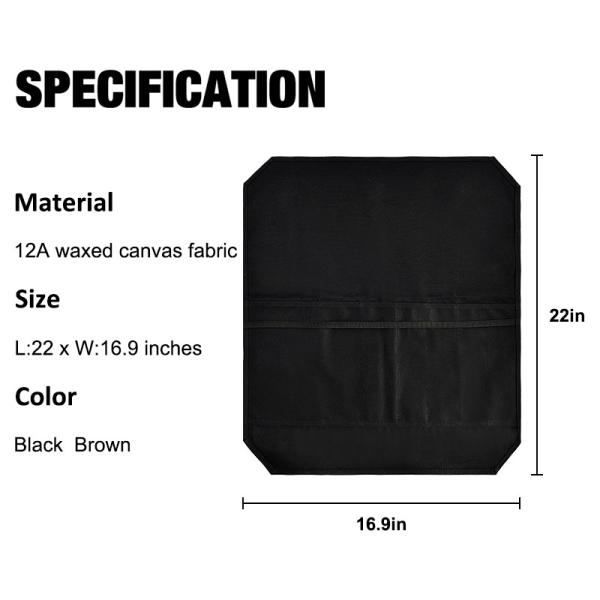 Waxed Canvas Knife Roll Bag Chef Cutlery Holder Pouch Protectors 16.9x22