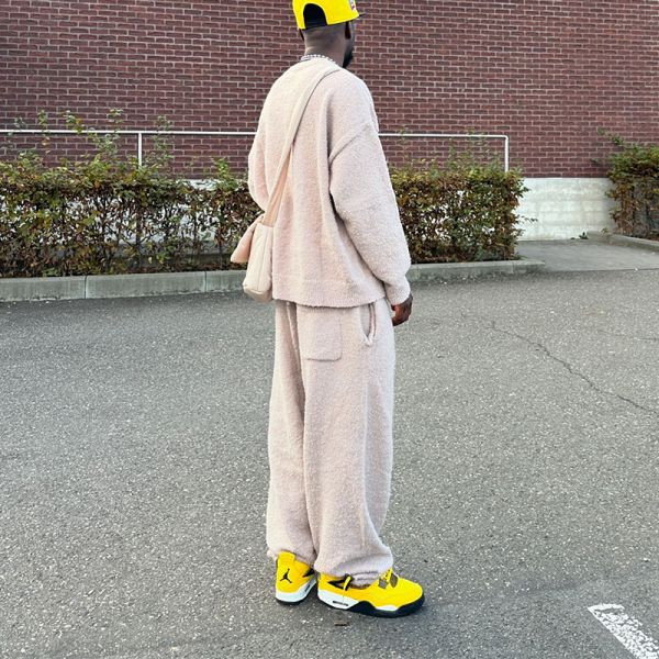 Fabricantes de ropa juego de joggers de invierno mohair caluroso sudadera y saco de pantalones de deporte apilados juego de trajes de deporte para hombres logotipo personalizado