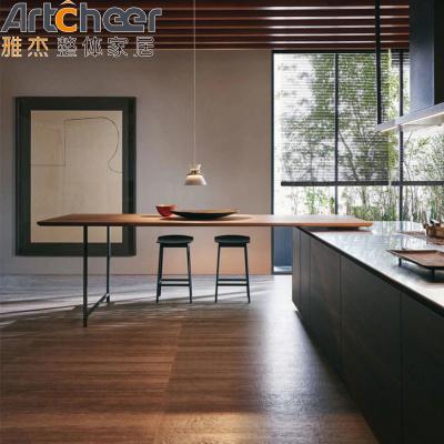 Base Manutenção de gabinete de cozinha personalizado com banco preto e drawer slide