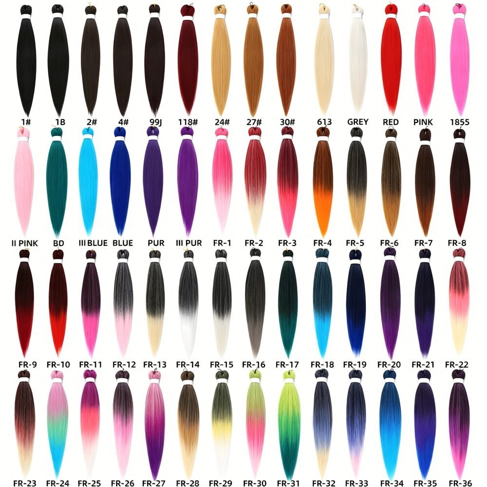 Pre-stretched Colored Synthetic Hair Extensions Hot Water Setting Braiding Bundles
