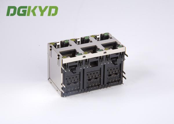 O poder de KRJ -5921S2X3YGZENL sobre o metal do conector dos ethernet Rj45 protegeu o diodo emissor de luz da pilha 2X3 G/Y