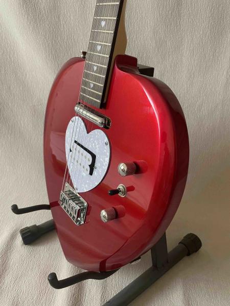 Custom Heart Shaped Electric Guitar in Black Short Scale Mahogany Body Humbucker Pickups Professional Guitar