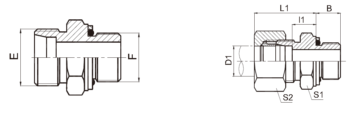 Yellow DIN Hydraulic Fittings Metric Pipe Nipples ISO 6149 1CH / 1DH