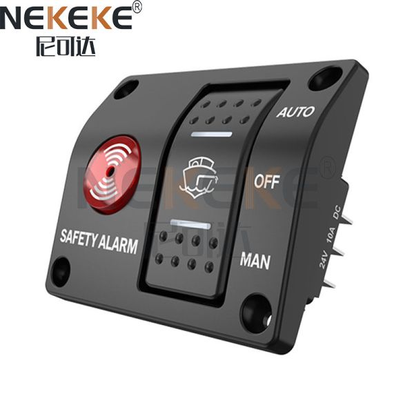IP65 Waterproof Marine Switch Panel 12V/24V Voltage Alarm Switch Panel with 10000 Cycles Mechanical Life for Bilge Pump