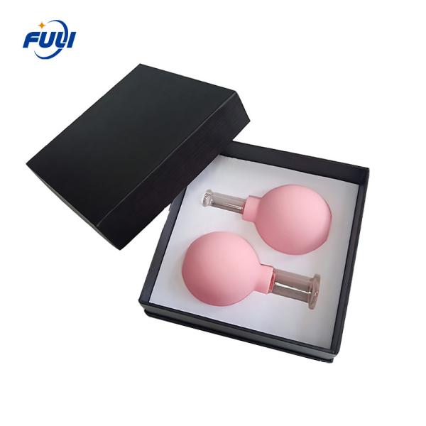 Os copos de vidro coloridos 2pcs da sução ajustaram copos da massagem do vácuo para colocar chinês da terapia do corpo e da massagem facial