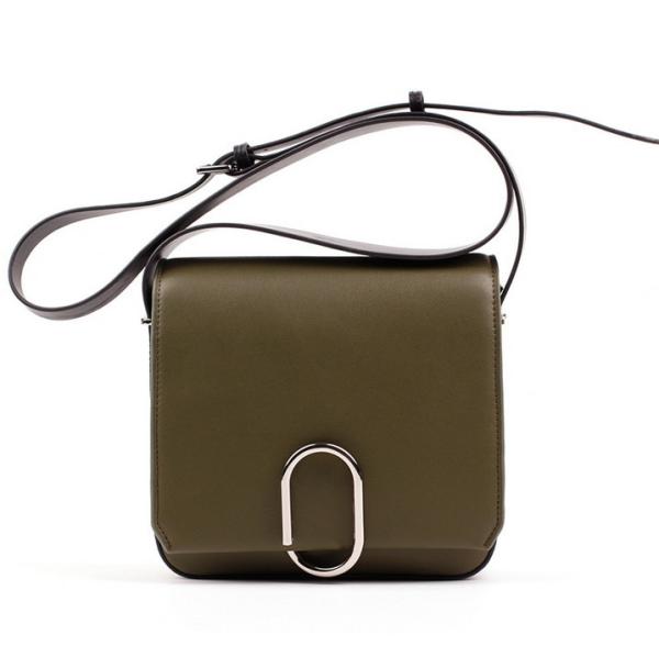 High-end European and American fashion buckle shoulder bag women's singles shoulder bag leather small square package