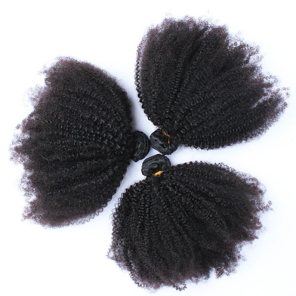 Mongolian Virgin Human Hair Clip In Extensions / Afro Kinky Curly Bundles Frontal