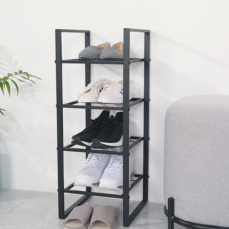 NO Folded 4 Tiers Dust Proof Shoe Rack Organizer for Home Stainless Steel Metal Design