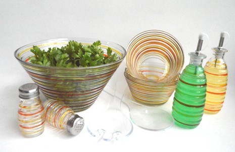 glass salad bowl set