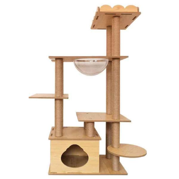 Juguetes para gatosTamaños personalizados Árbol de gato de madera con casas de rascador y juegos