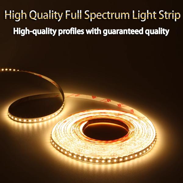 Faixa de luz LED de espectro completo 98 Alto brilho Baixa tensão 24V Luz linear auto-aderente Faixa de luz de alumínio