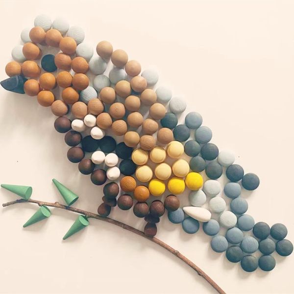 Младенец деревянный конструктор установил нордическую деревянную радугу преграждает младенца g малыша детей игрушек Montessori свободных частей воспитательного