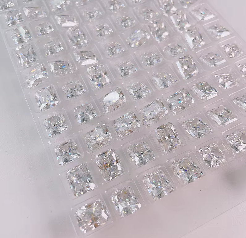 VVS 1ct Раздавленный лед Радиоактивный отрезанный мойсанит Бриллиантовый Синий Меле Мойсанит