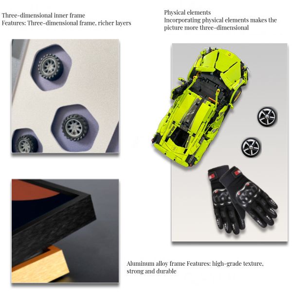 3D Crystal Glass Sports Car Background Wall Art for Living Room Office Decoration