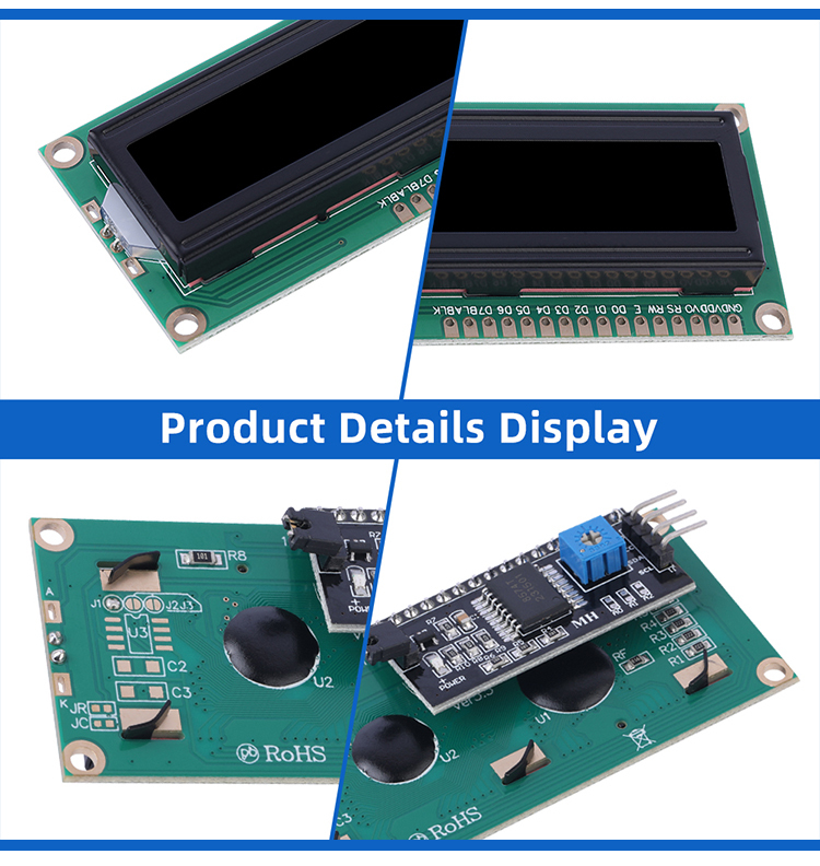 European BTN Black Film 1602A IIC Adapter Board COB LCD Module Original ST7066U Chip Character LCD Screen