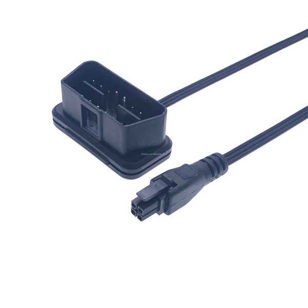Code Reader Compatible AOTAI 16PIN OBD2 Cable Extension 24V Low Profile OBDII Male to Molex 2x2PIN Connector Flat Cable