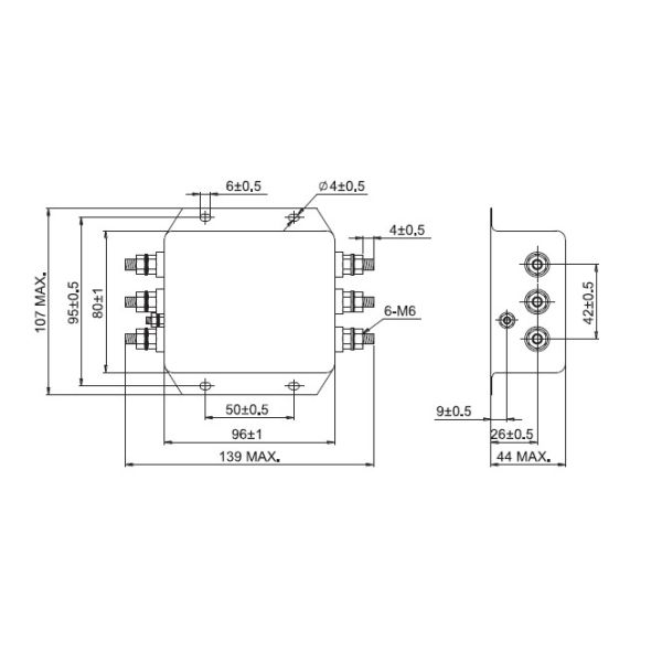 ДОСТИГАЕМОСТЬ CE ROHS фильтра EMI 10A линии электропередач UL 94V-0 440VAC