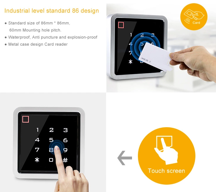 Управление доступом карты кнопочной панели водоустойчивое IP68 WG26 RFID касания