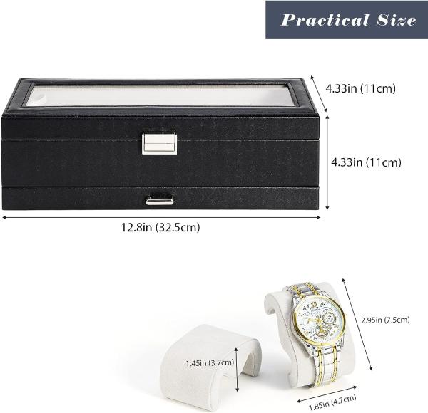 ProCase Watch Box Organizer for Men, 6 Slot Watch Display Case with Drawer, Father's Day Gift Mens Watch Holder Watch