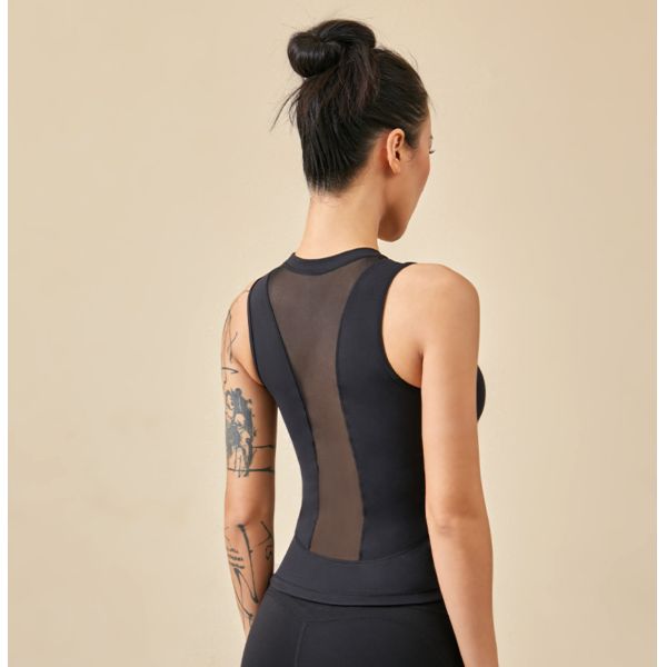 Урожай верхних частей танка йоги атлетических женщин Sportswear фитнеса выдалбливает вне рубашки сетки возлагает лето