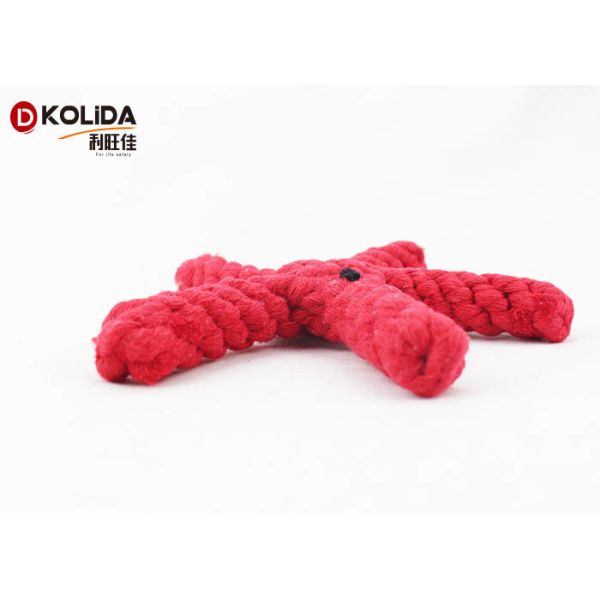 Natural Cotton Rope Pet Toys Red Color 3.5 x 20cm For Teething Cleaning / Playing
