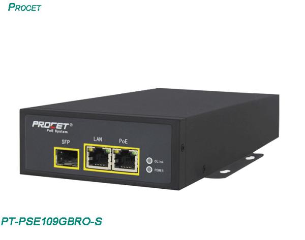 Procet 100-240Vac 95W SFP Fiber PoE Injector With Surge Protection 6KV