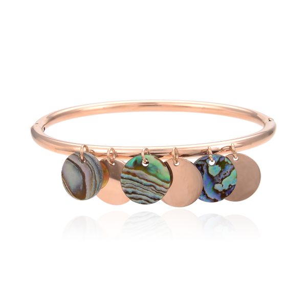 Luxury jewelry vintage colour shell bangle 14k rosegold Stainless steel bracelet