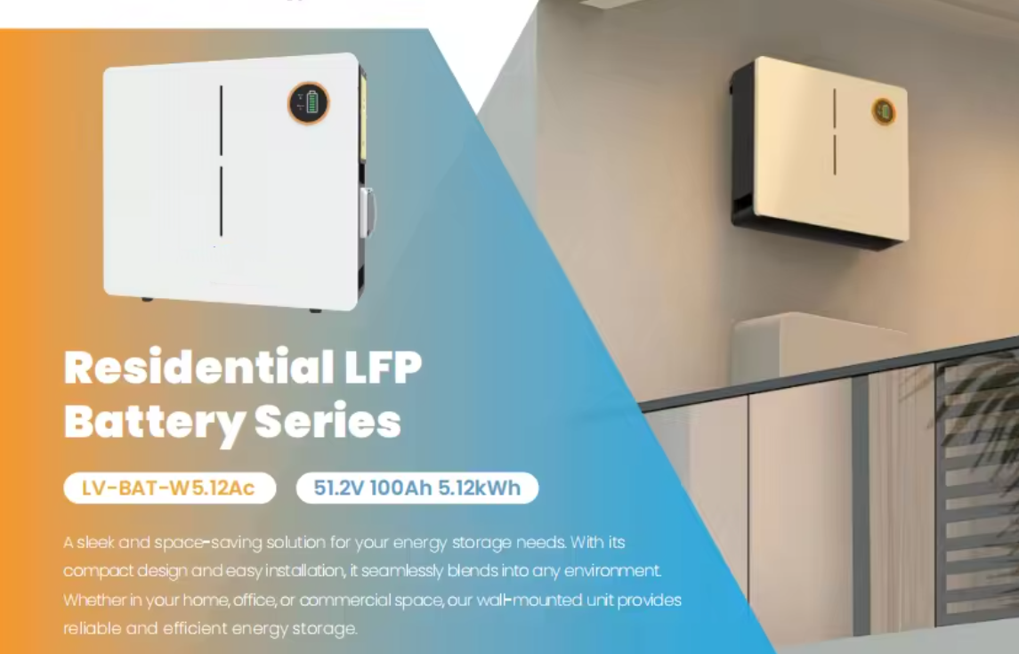 Solar Home Energy Storage 51.2V 100Ah Lithium LiFePO4 Battery Wall Mounted Energy Storage