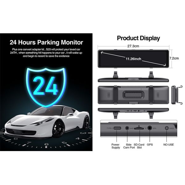 11.26 дюймовый Adas Car DVR BSD Mirror Dash Cam Передняя и задняя 4K Dash Camera WIFI Автомобильная камера