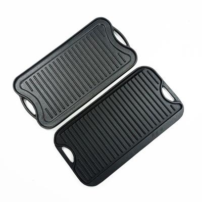 Matt Black 17X9.8 Cast Iron Flat Griddle Pan For BBQ Camping