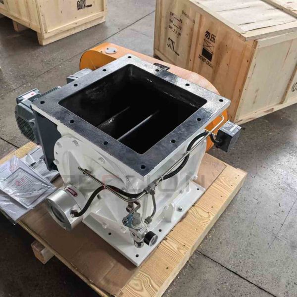 Material de hierro fundido boca cuadrada descarga de eliminación de polvo válvula giratoria