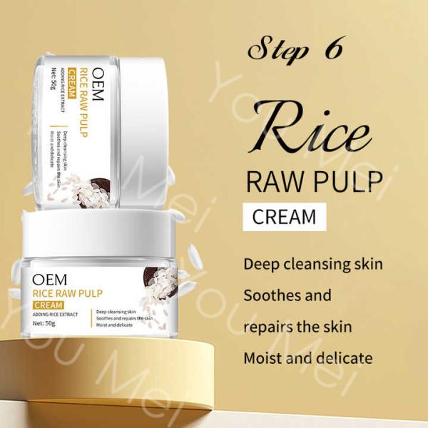 Productos para el cuidado de la piel envejecida con regalo hidratante natural, crema blanqueadora y esencia de extracto de arroz vegano