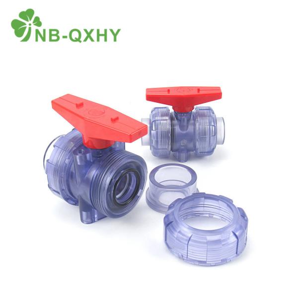 Proteção UV de plástico industrial/UPVC válvula de esfera de união transparente e transparente para abastecimento de água