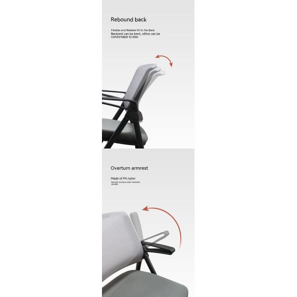 Comfortable Training Office Chair with Fixed Handrail Reclining and Foldable Design