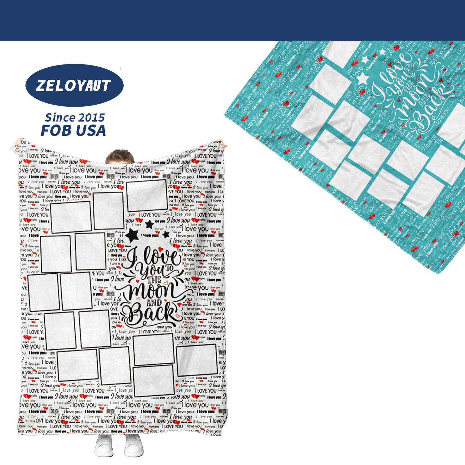 ZELOYAUT Personalized Printed Blanket 100% Polyester Velvet Love Style Moon Panel Multiple Colors 50*60 Knitted Technique